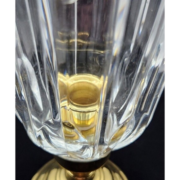 Vtg 24% Lead Crystal Hurricane Candle Holder Lamp Gold Tone Base 12" - Picture 5 of 12